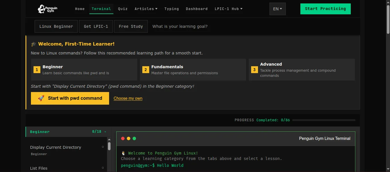 Penguin Gym Linux learning path